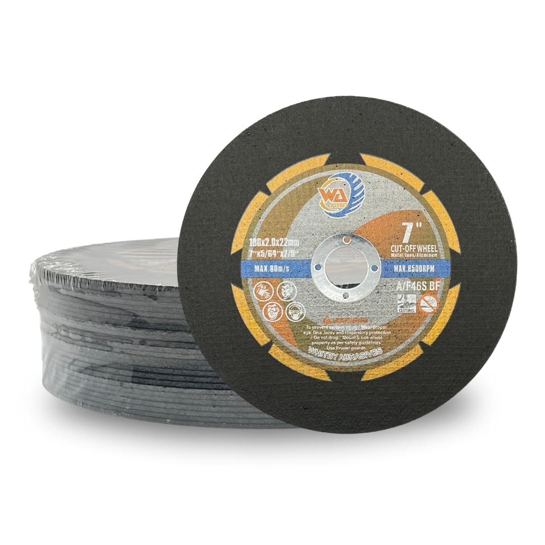 Whitby Abrasives 7 inch cutting wheels for metal and stainless steel, 25 pack