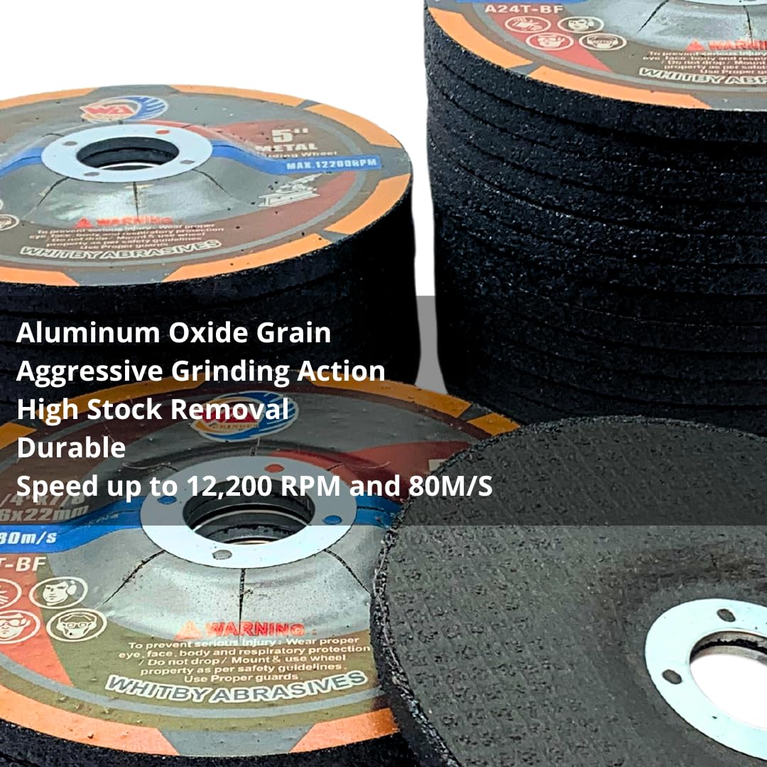 WA GRINDER 5PCS - Discos de desbaste con centro deprimido de 6" x1/4" x7/8" de grado industrial para amoladora angular, disco de desbaste de 6" de diámetro, 1/4" de espesor, eje de 7/8" (negro) 150x6x22mm