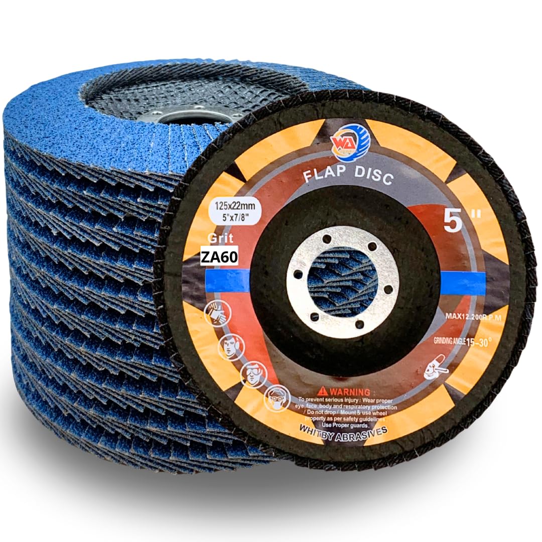 Whitby Abrasives 5 inch zirconia high density flap discs, 60 grit, 10 pack