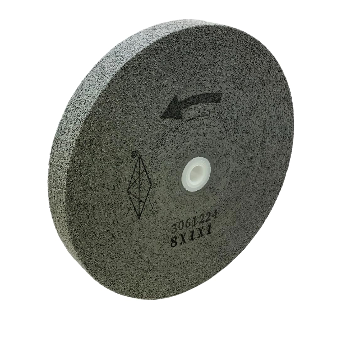 Muela abrasiva WA de 8 pulgadas, fibra de nylon de alta densidad, carburo de silicio, rueda de pulido y desbarbado con eje ajustable, para esmeriladora de banco, 3500 RPM, 8"x1"x1" (eje ajustable)