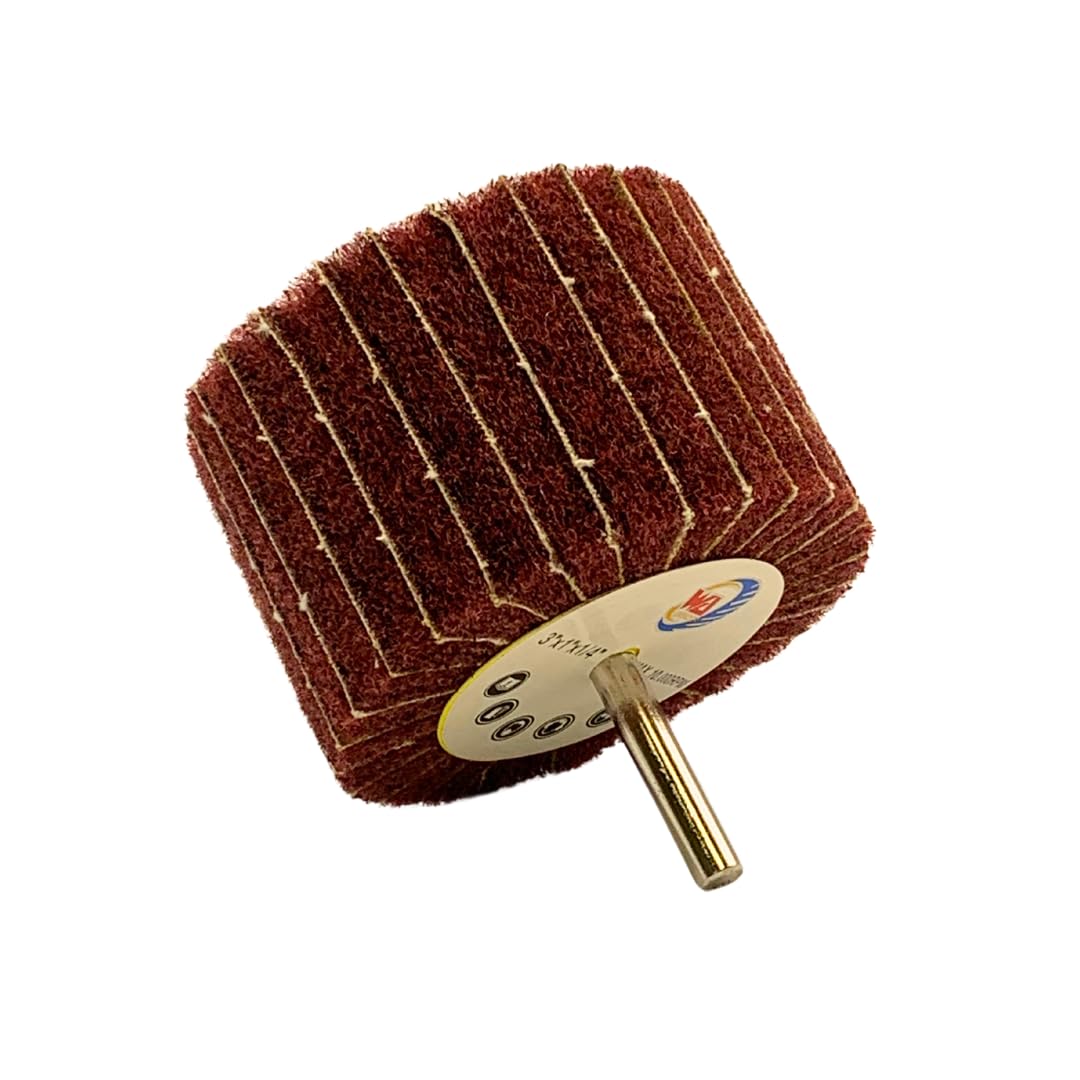 Muelas abrasivas con vástago intercalado WA GRINDER de 3 pulgadas con vástago de 1/4", rojo medio de 3"x2"x1/4", lijadora para lijar y acabar, utilizada en taladros/amoladoras de troqueles, elimina óxido y pule, para trabajar metal/madera