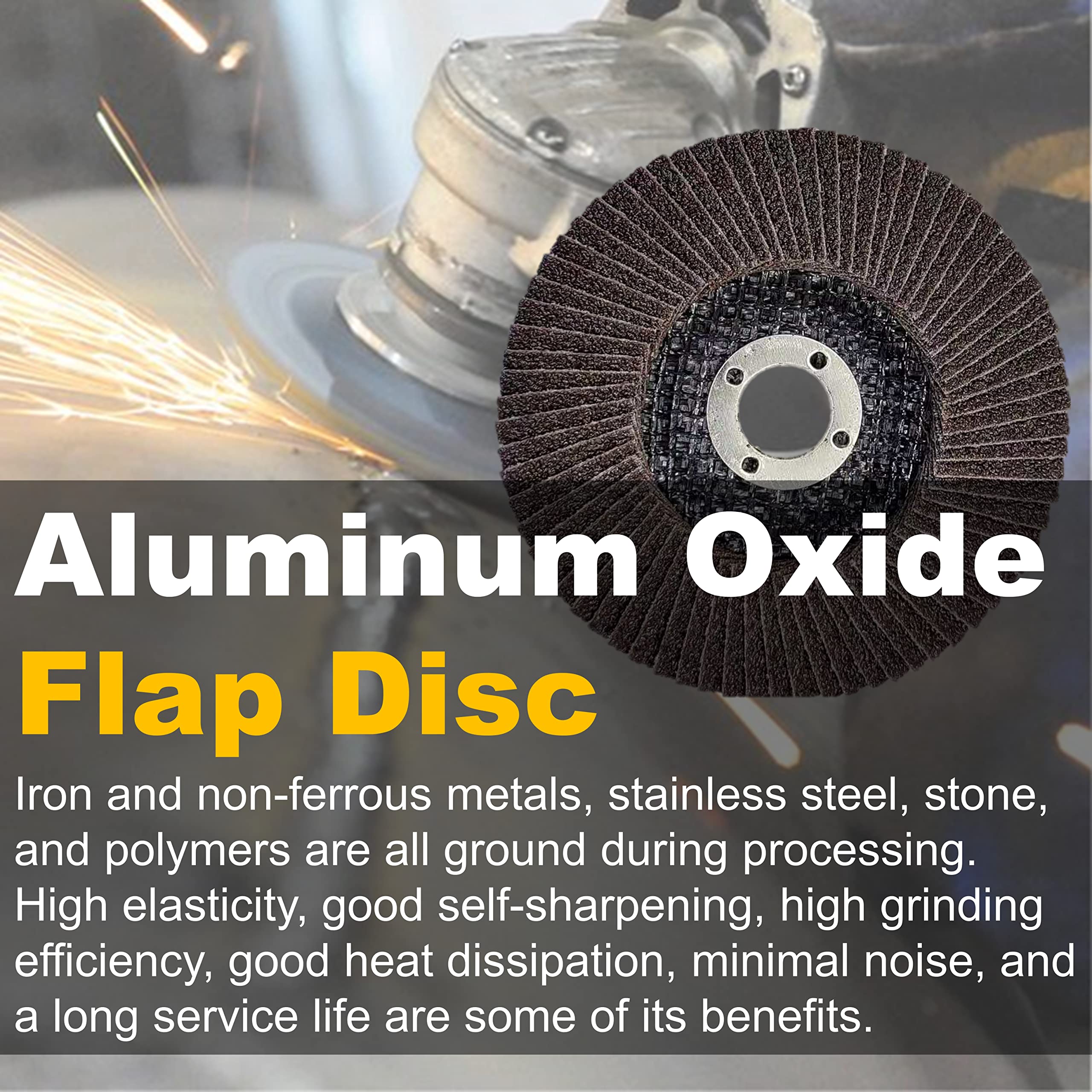 Lot de 10 disques à lamelles haute densité à oxyde d'aluminium calciné 4" x 5/8" 120 grains pour meuleuse d'angle, métal/acier inoxydable/bois 4 pouces (lot de 10 grains 120)