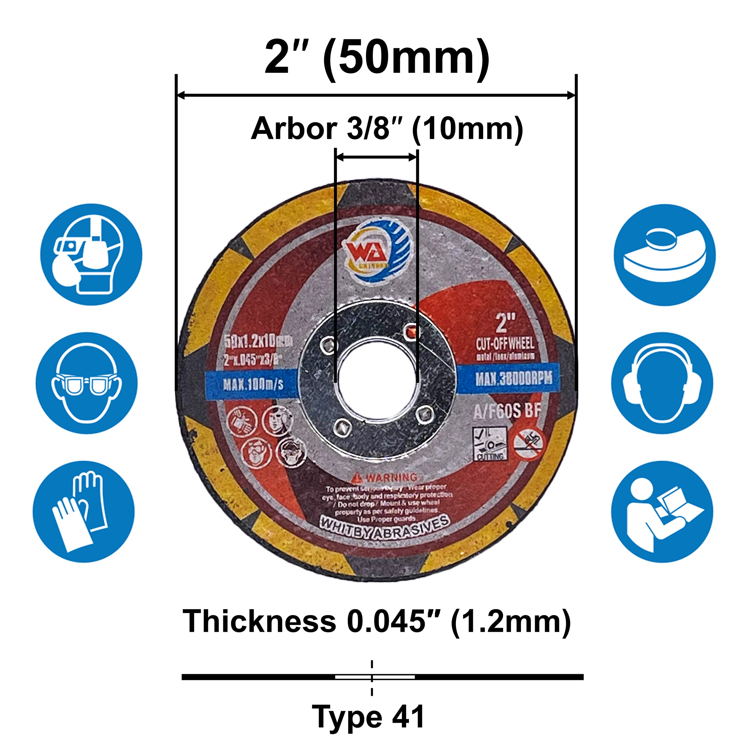 20 PACK 2" x 0.045" x 3/8" Thin Cutting Wheels for Metal & Stainless Steel