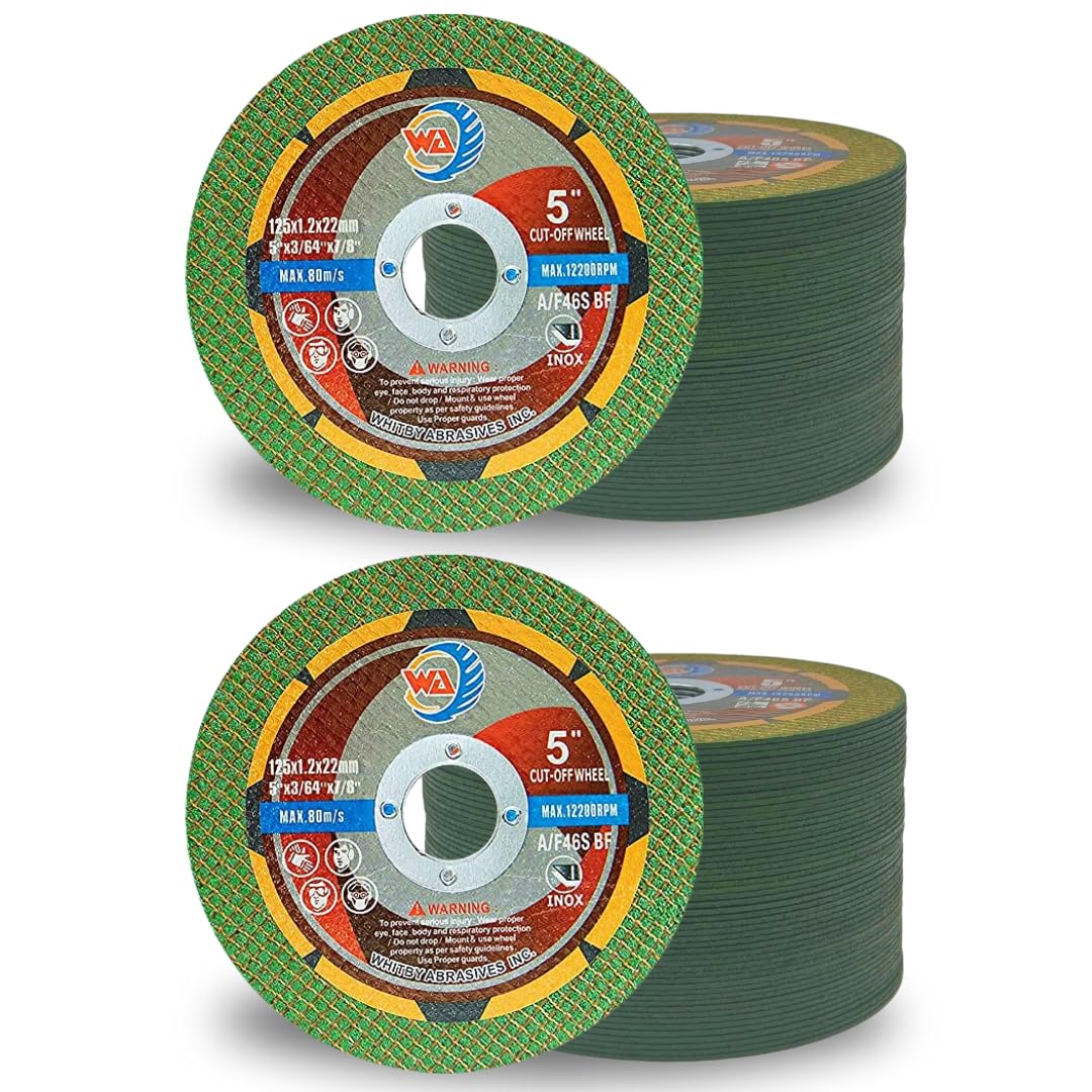 Whitby Abrasives 5 inch thin cut-off discs for metal and stainless steel, 100 pack