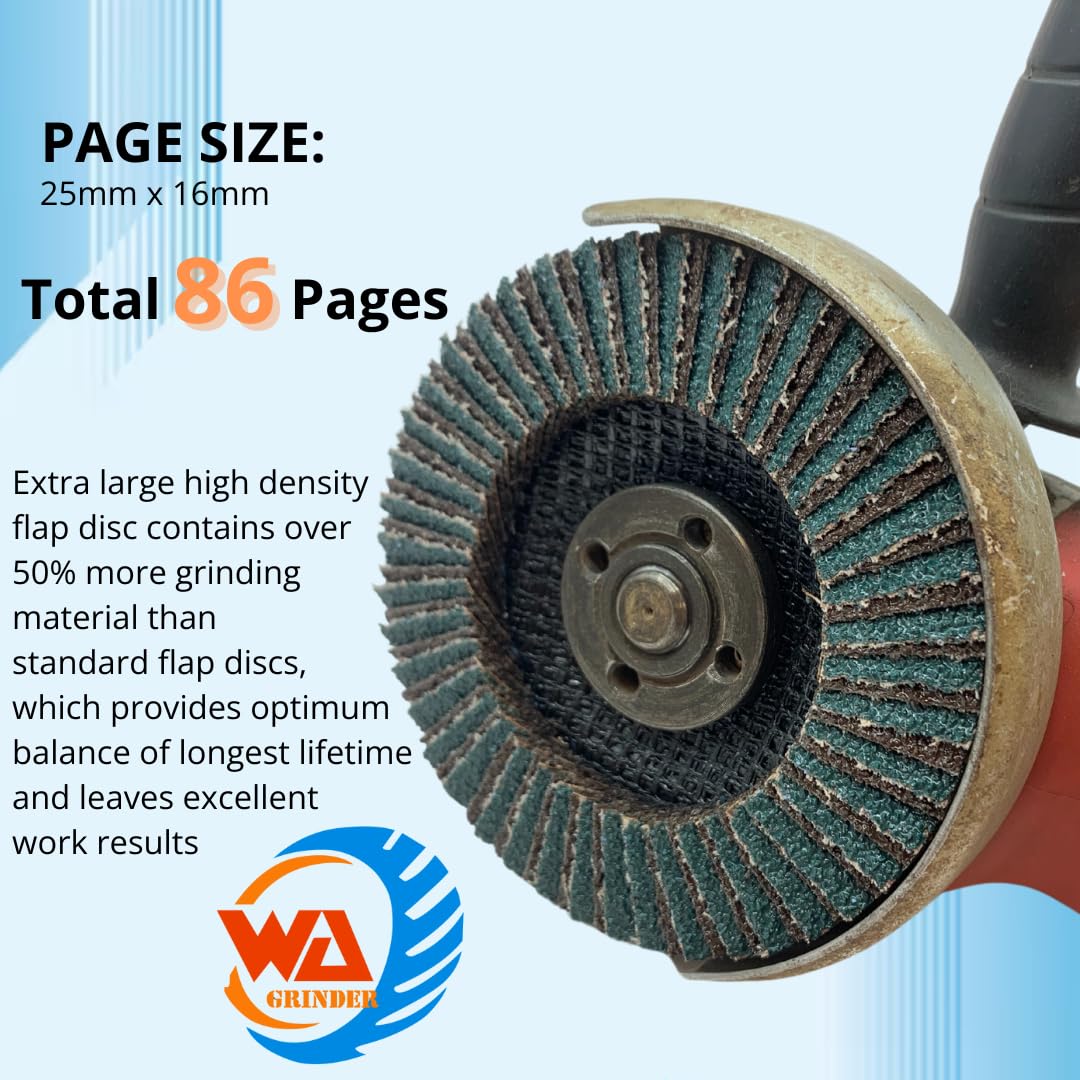Lot de 10 disques à lamelles WA GRINDER 115 x 22 mm, 36 grains, en zircone et oxyde d'aluminium haute densité, disques de ponçage industriels, pour meuleuse d'angle, grain grossier 36, Type 27