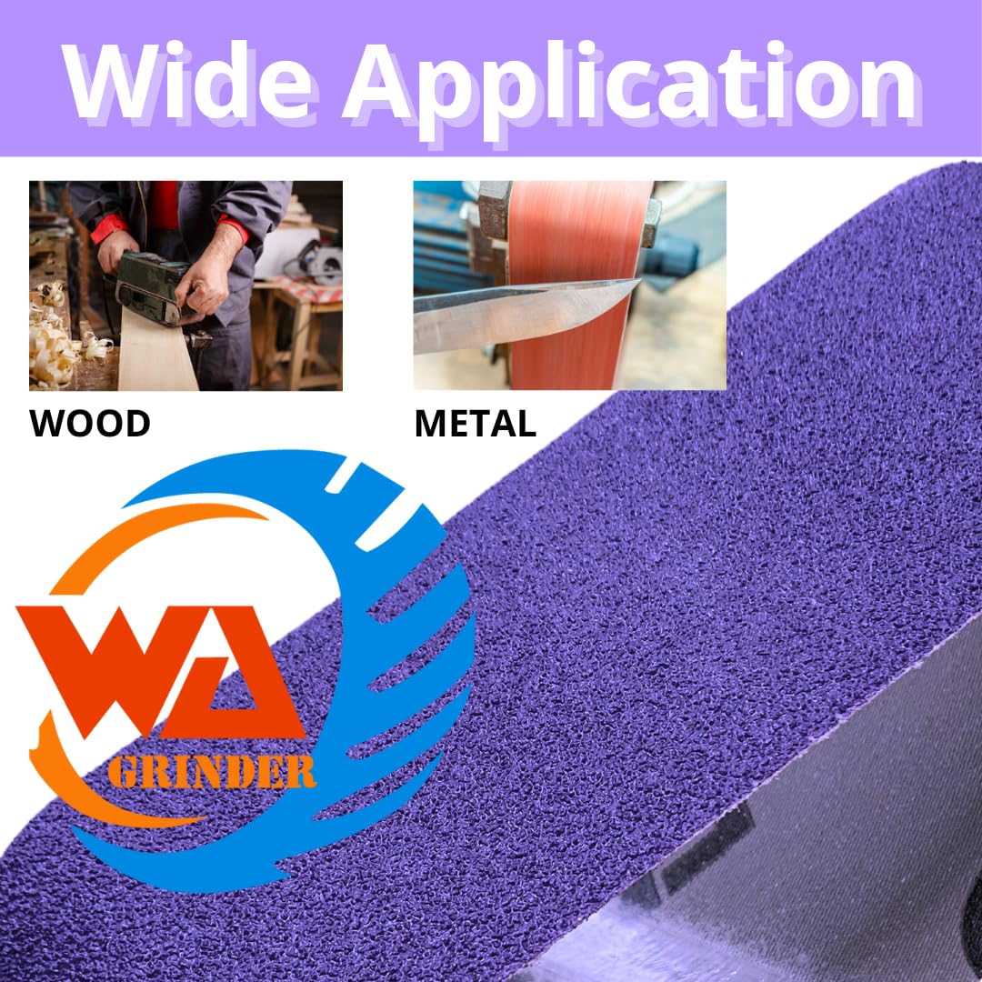 WA 5PCS - 2"x72" Cinta de lija de zirconio/cerámica morada para pulido de metales