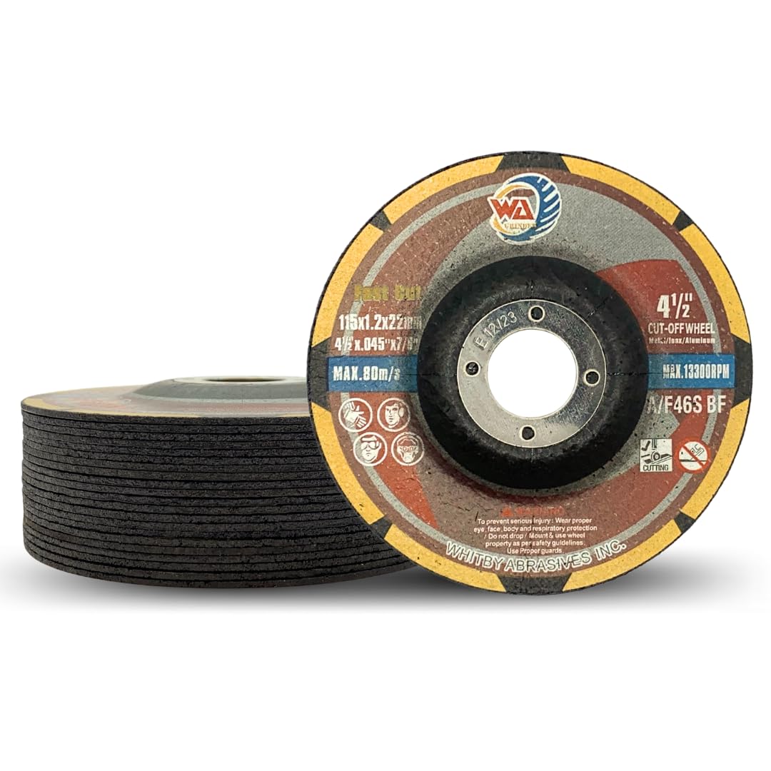 Whitby Abrasives bundle of 4-1/2 to 7 inch Type 42 depressed center cutting wheels