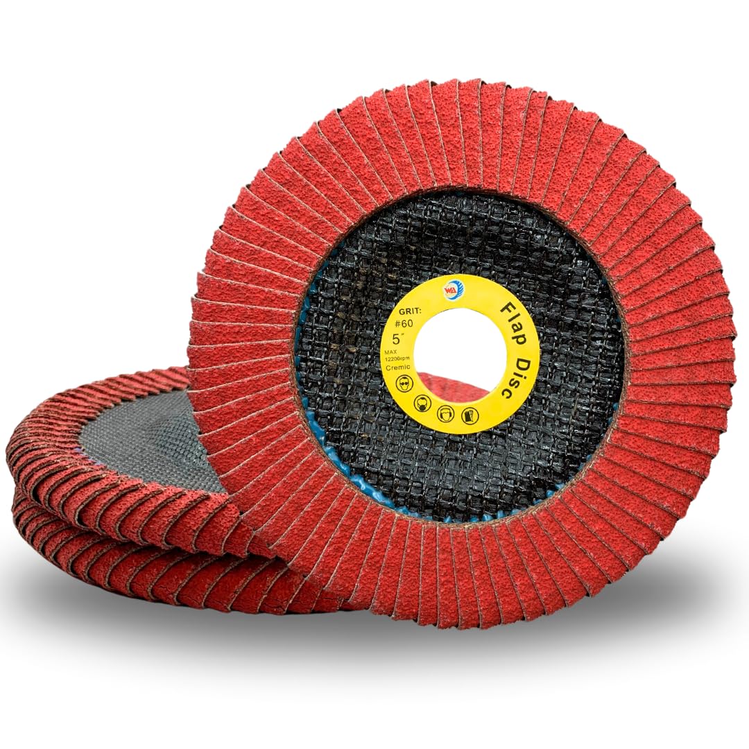 Whitby Abrasives 5 inch 60 grit curved edge ceramic flap discs, 3 pack