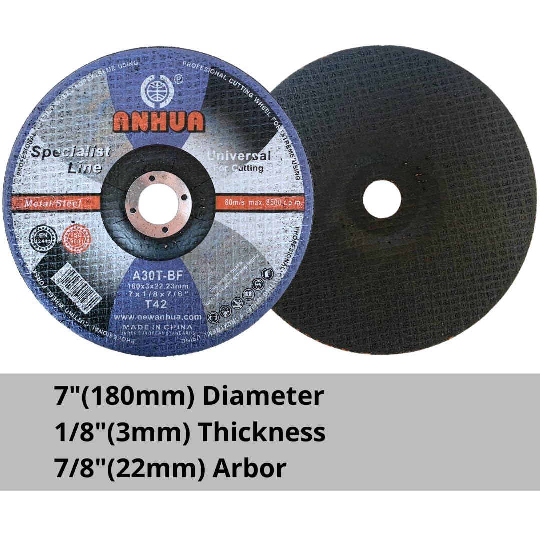 50 PACK 7" x 1/8" x 7/8" Depressed Center Cutting Disc