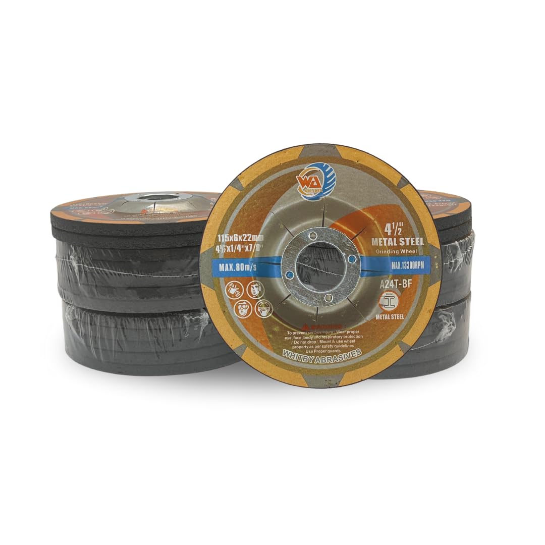 25 PACK 4-1/2" x 1/4" x 7/8" Depressed Center Grinding Wheels for Metal (Black)