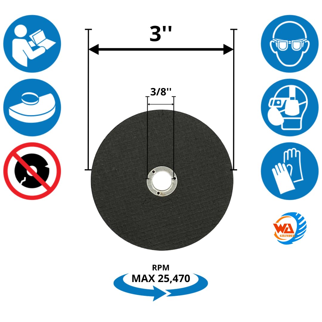 WA Paquete de 25 - Discos de corte de metal y acero inoxidable de 3 pulgadas, disco de corte ultradelgado para amoladoras, disco de corte plano de 3”x1/24”x 3/8", disco de corte rápido (paquete de 25 - 75x1.0x9.5mm)