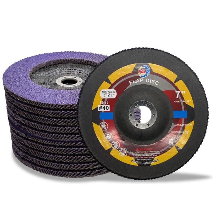 Whitby Abrasives 7 inch zirconia and ceramic Type 27 flap discs, 40 grit, 10 pack