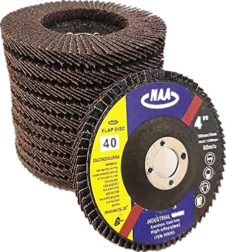 Paquet de 10 - Disques à lamelles haute densité 4" x 5/8" en alumine calcinée grain 40#/60#/80# pour métaux/acier inoxydable/bois