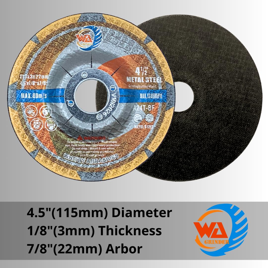 25 PACK 4 1/2" X 1/8" X 7/8" Cutting & Grinding Wheel 4.5" for Angle Grinder