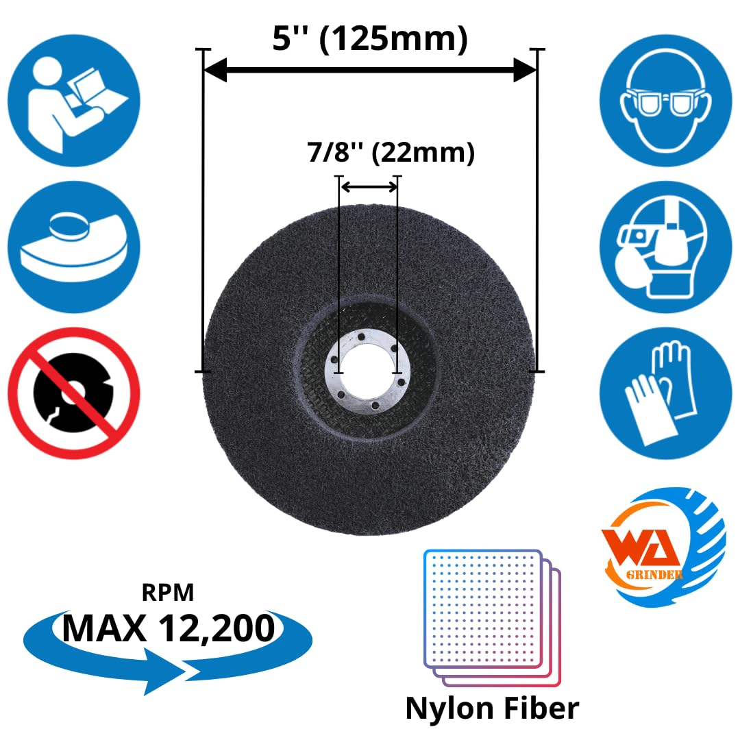 5 PACK 5" x 7/8" Nylon Fibre Polishing Wheel