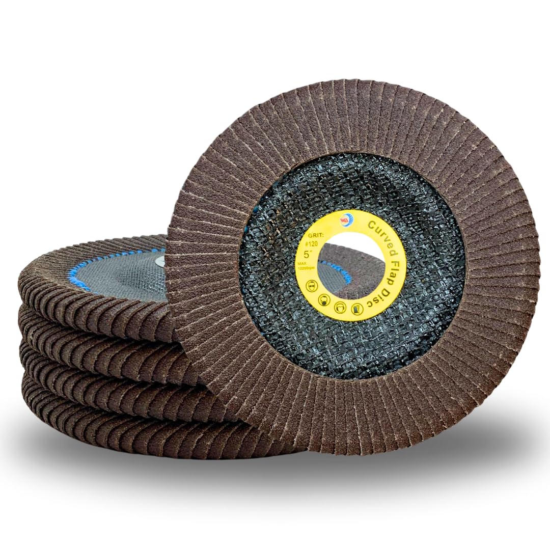 WA PAQUETE DE 5 - Disco de láminas de alúmina calcinada de borde curvo de 5" x 7/8"