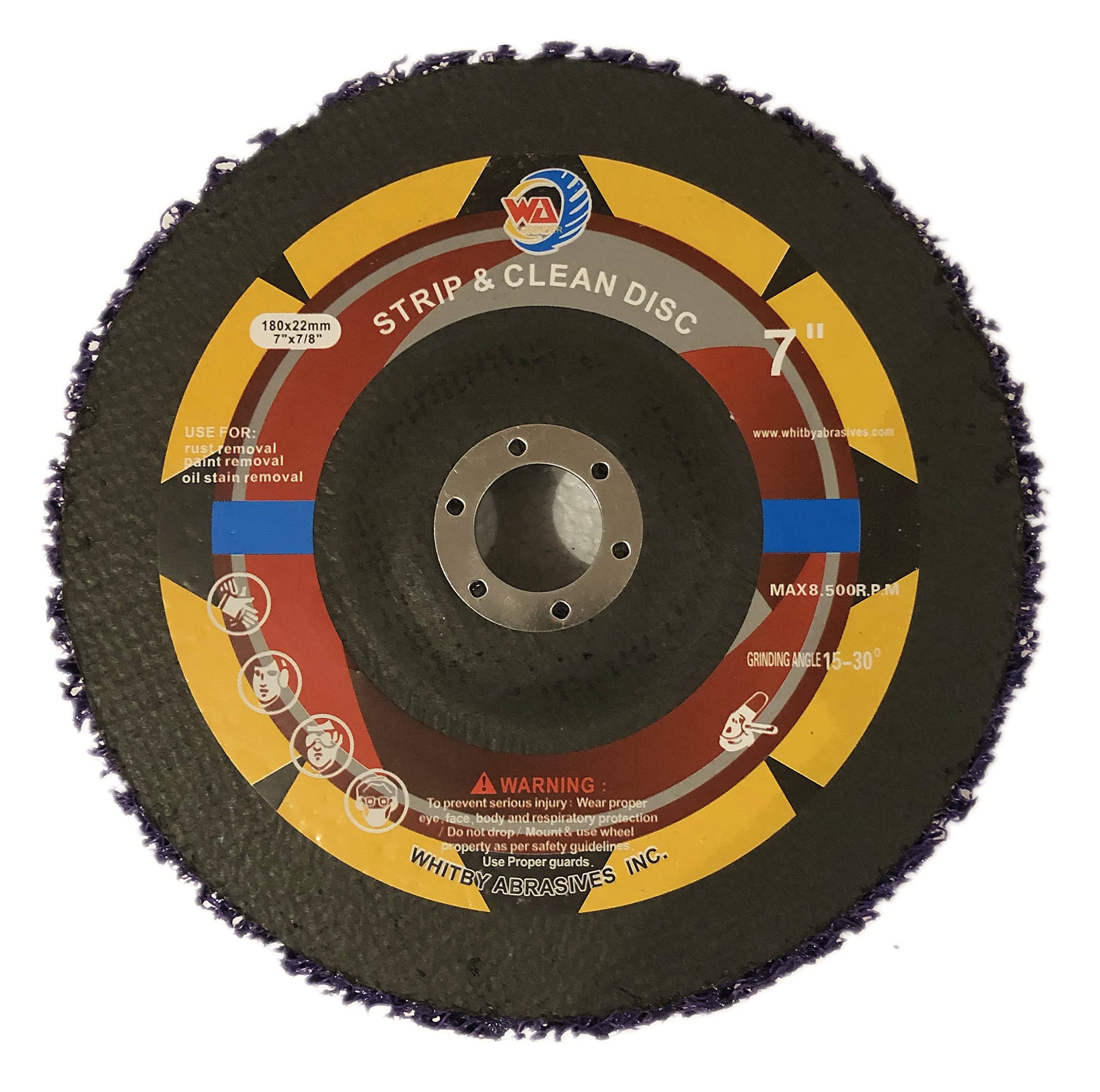 WA 1PC Disque de décapage 7" pour meuleuses d'angle, disque de décapage violet facile pour meuleuse d'angle, traitement de surface robuste, élimination de la rouille, de la peinture, de la colle, du détartrage (gros grain), RPM 8 500 (1 paquet)