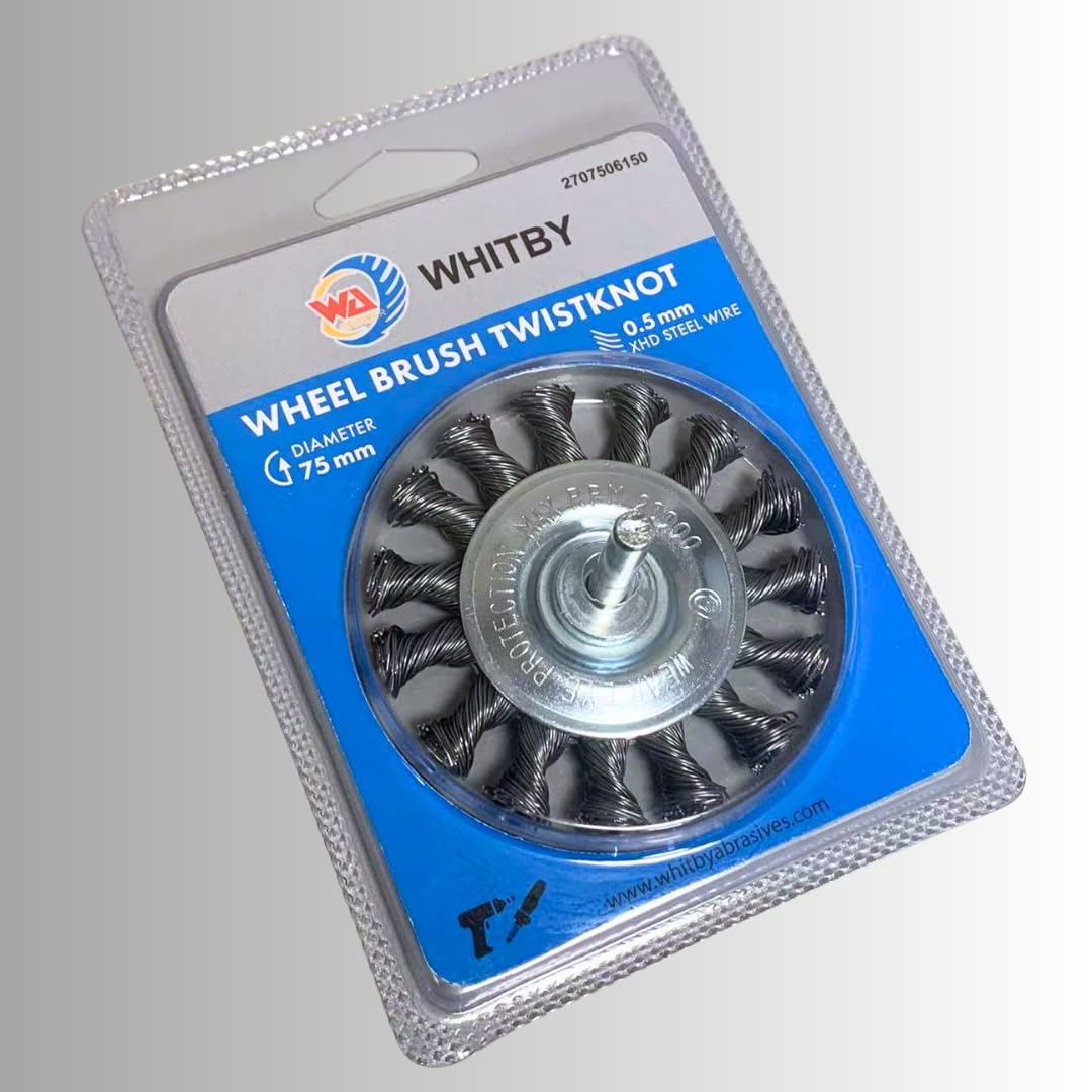 3" Knotted Twisted Steel Wire Brush for Drill – 1/4" Shank, Rust & Paint Removal