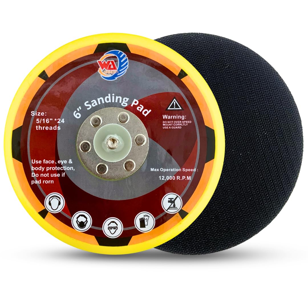 Whitby Abrasives 6 inch hook and loop 6-hole backing plate for DA orbital sander