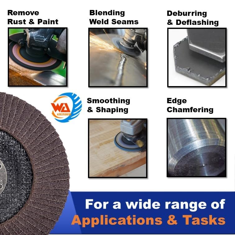 WA 10PACK - Disco de láminas de alúmina calcinada de grado industrial, 6" x 7/8", grano 40, para lijar y desbastar con amoladora angular, para metal/acero inoxidable/madera, T29, 6 pulgadas, grano 40