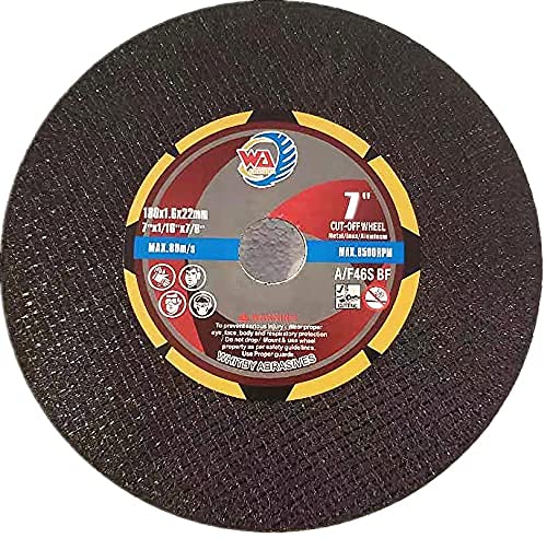 WA PAQUETE DE 10 - Disco de corte de 7"x1/16 x7/8" pulgadas para metal y acero inoxidable, Discos de corte para amoladora angular, Diámetro de 7 pulgadas, Eje de 7/8 pulgadas, Corte agresivo