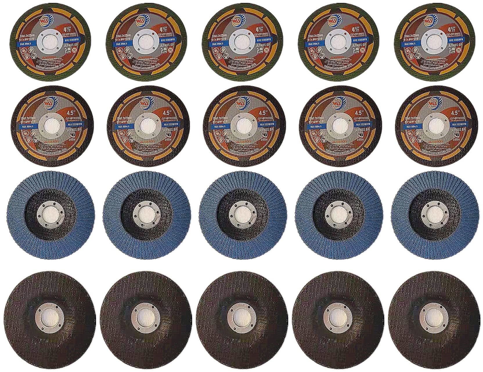 20 PACK 4-1/2" Grinding & Cutting Wheels Combo Set for Angle Grinder