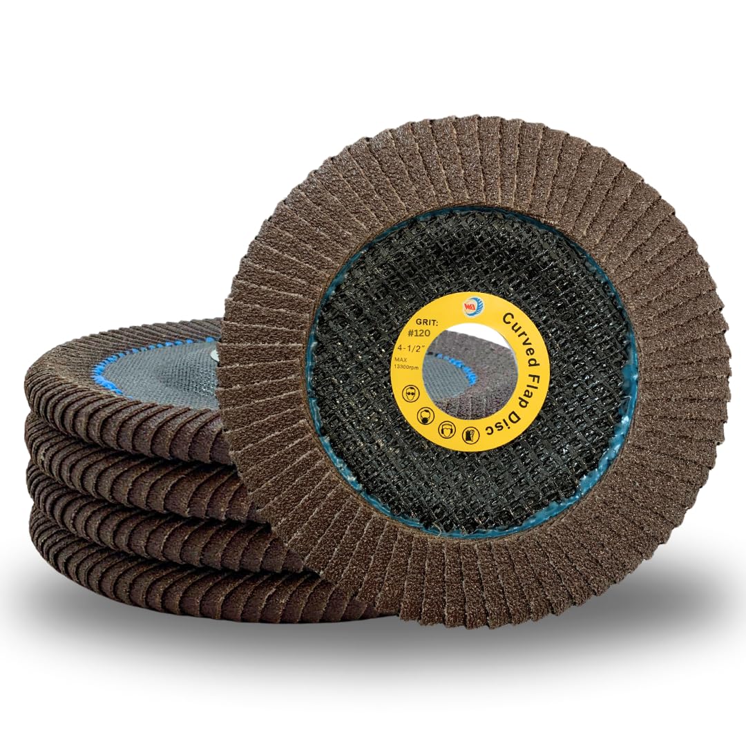 5 PACK 4-1/2" x 7/8" Curved Edge Calcined Alumina Flap Discs