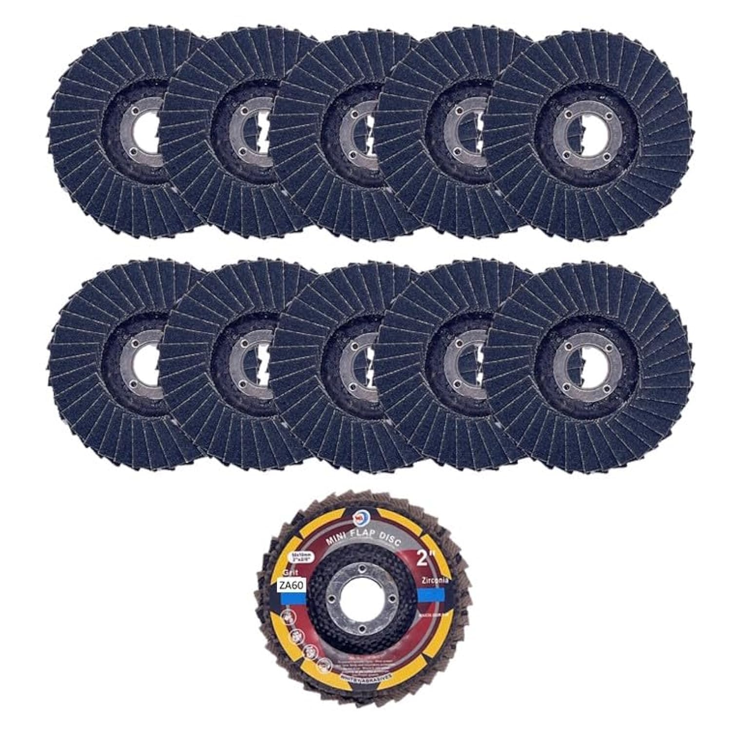 10 PACK 2" Mini VSM Zirconia Flap Discs with 3/8" Arbor