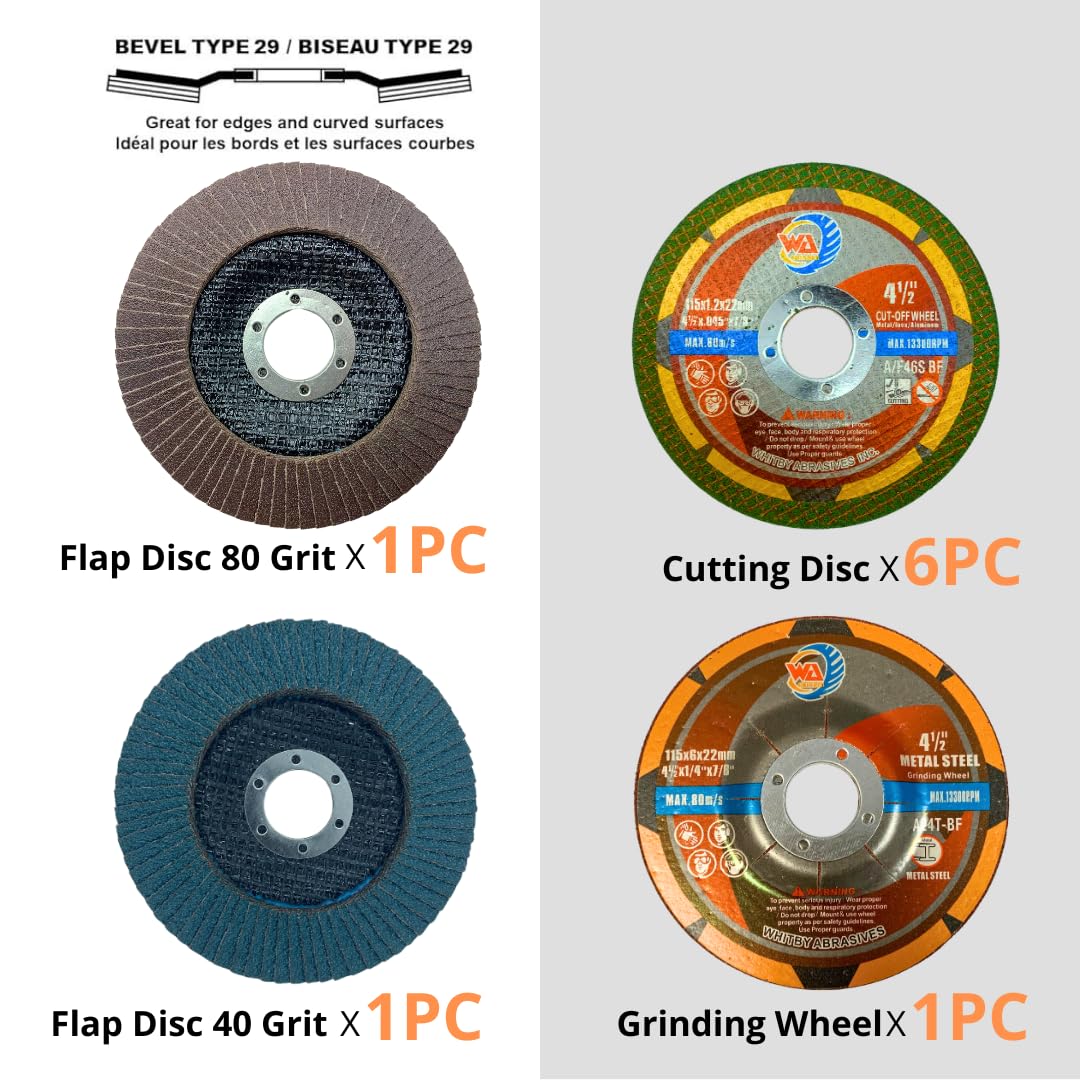 9 PACK 4-1/2" Angle Grinder DIY Hobby Kit