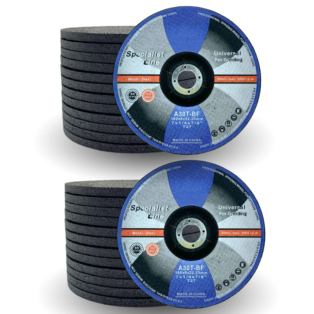 25 PACK 7" Grinding Wheel, 7" x 1/4" x 7/8" Depressed Center Grinding Wheel Used on Angle Grinder