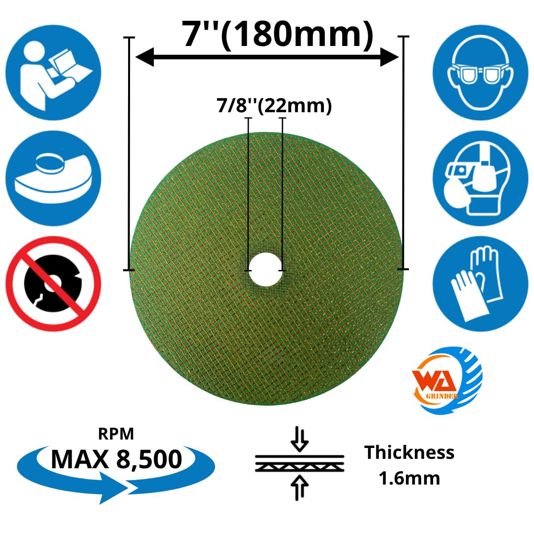 25 PACK 7" x 1/16" x 7/8" Thin Cutting Wheels for Metal & Stainless Steel