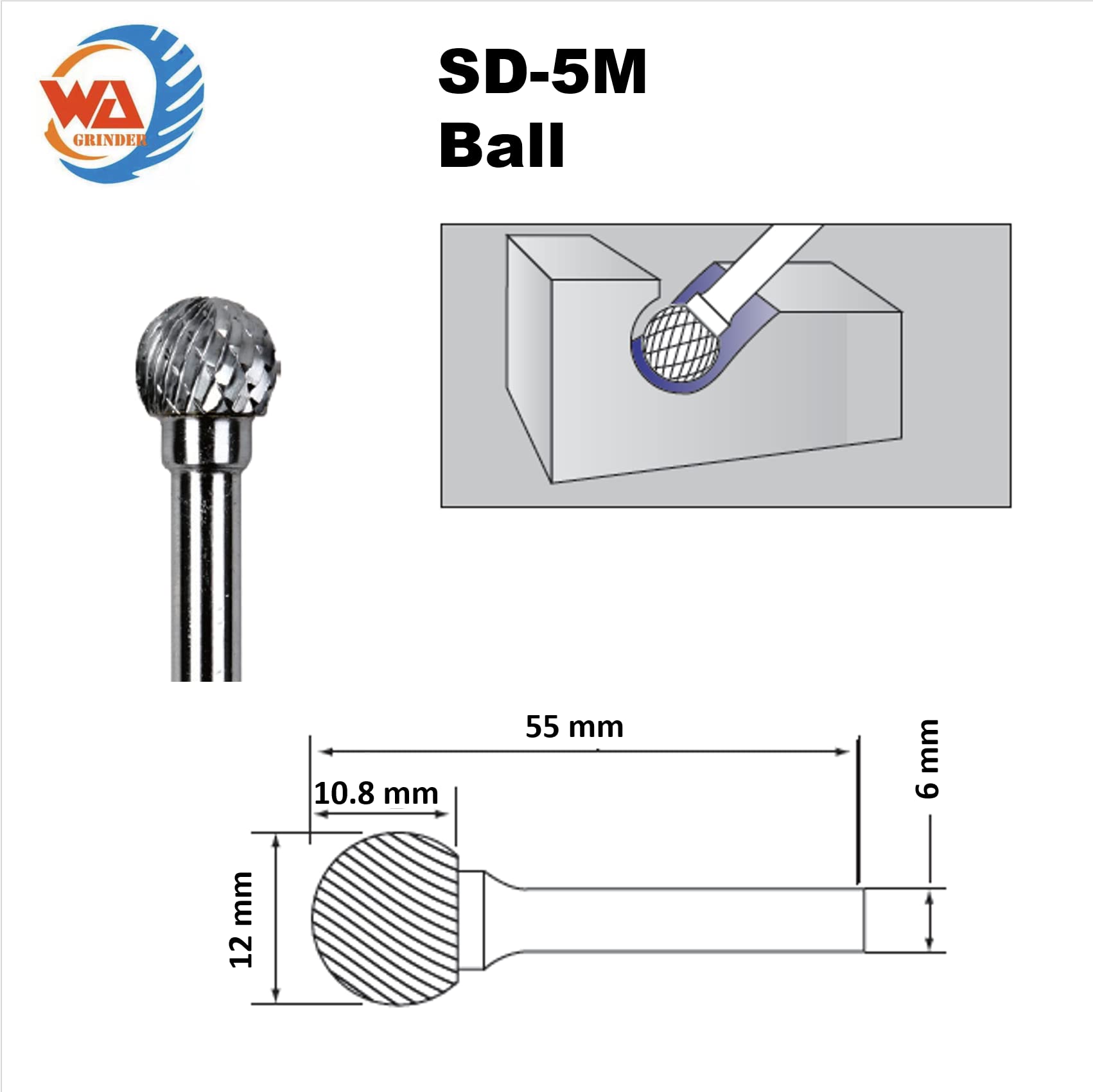 Juego de 5 Fresas Rotativas de Carburo de Tungsteno con Vástago de 1/4'' para Amoladora, Tallado de Metal, Carpintería, Grabado, Pulido, Perforación