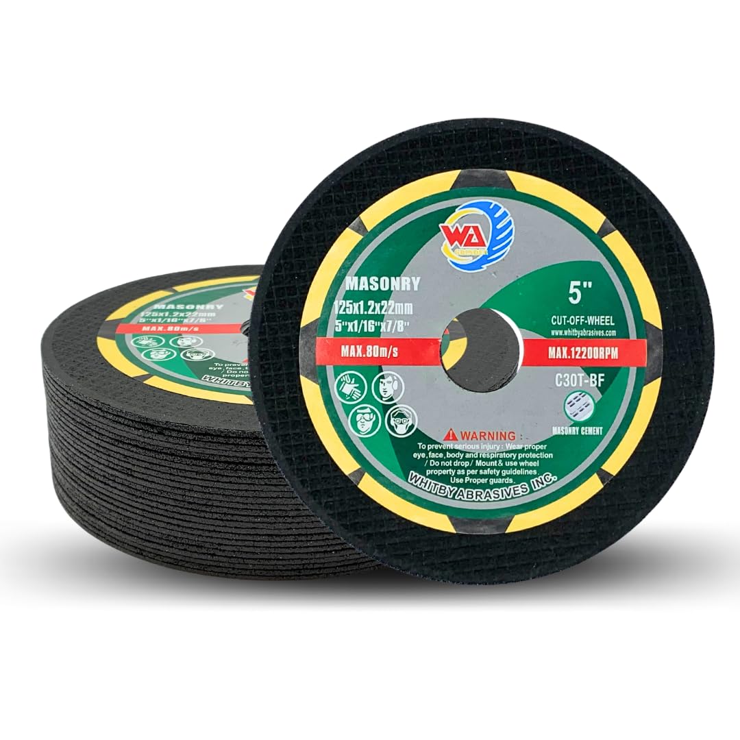 Whitby Abrasives 5 inch cut-off wheels for concrete and masonry, 25 pack