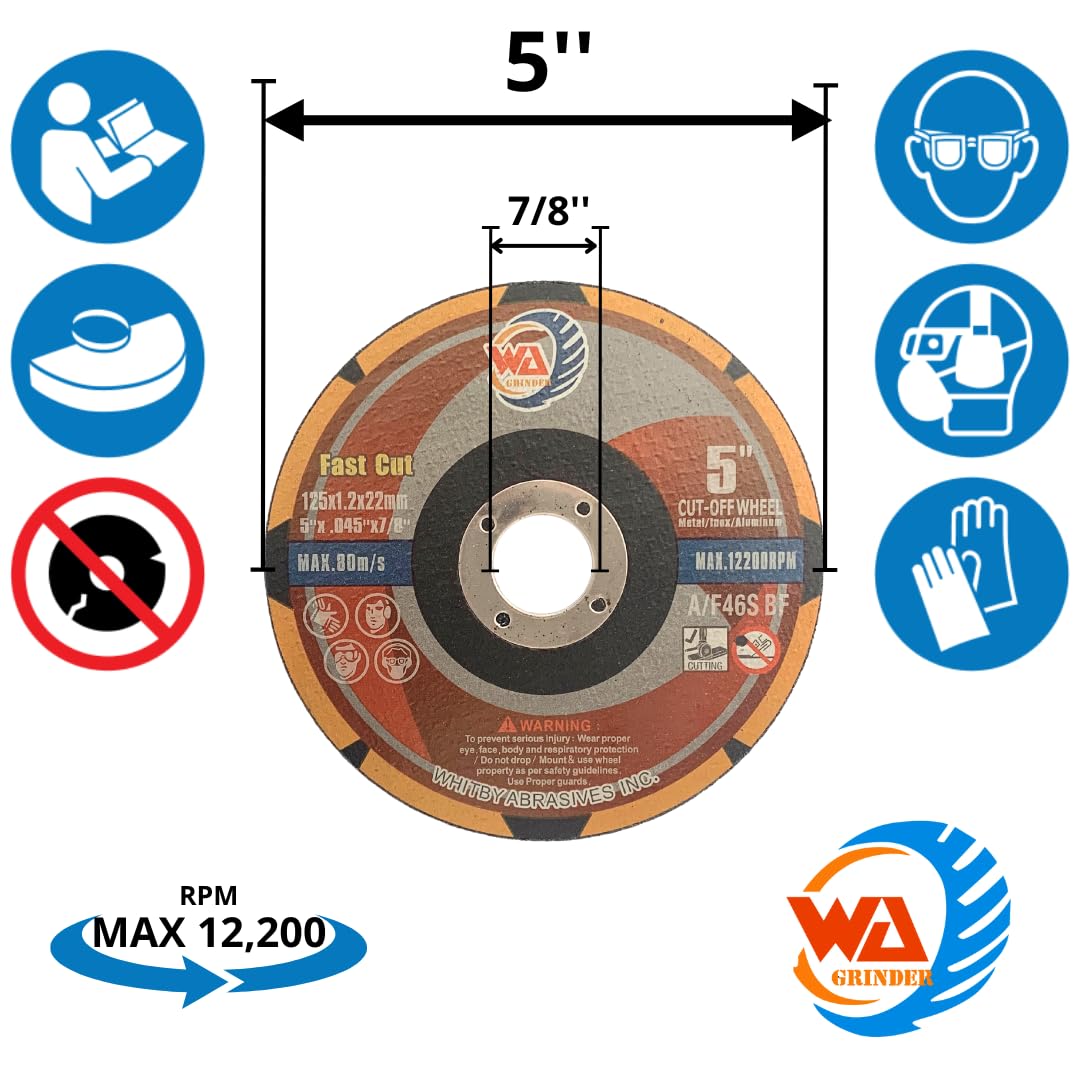 Whitby Abrasives FastCut thin cut-off wheels for metal and stainless steel, 25 pack