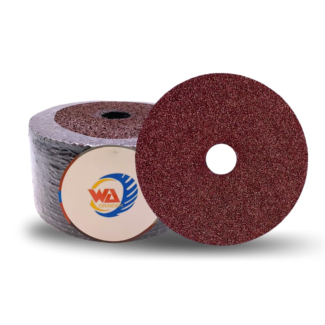 PAQUETE DE 25 - Discos de Fibra de Resina para Lijar y Pulir de 4 1/2" X 7/8" con Grano 16/24/36/50