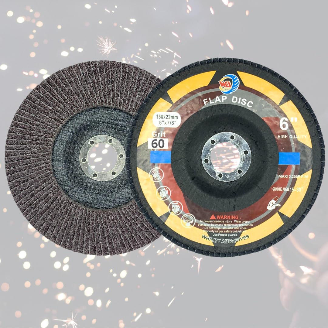 WA 10PACK - Discos de láminas de alta densidad de óxido de aluminio calcinado de 6" x 7/8" para lijadora angular, disco de lijado, muela abrasiva de 150x22mm para metal/acero inoxidable/madera T27