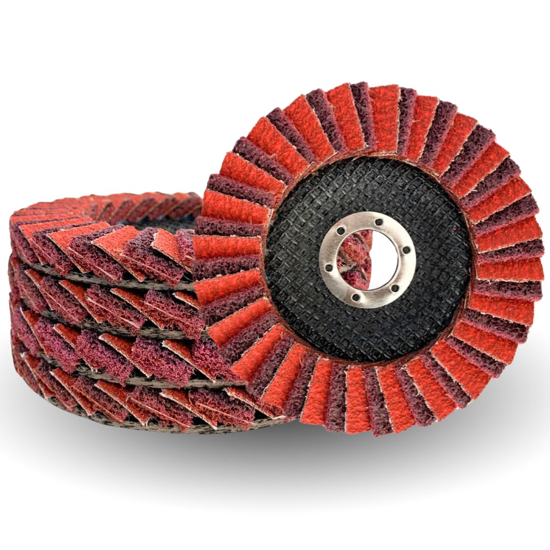 Whitby Abrasives 5 inch medium Type 27 surface conditioning flap discs, 5 pack