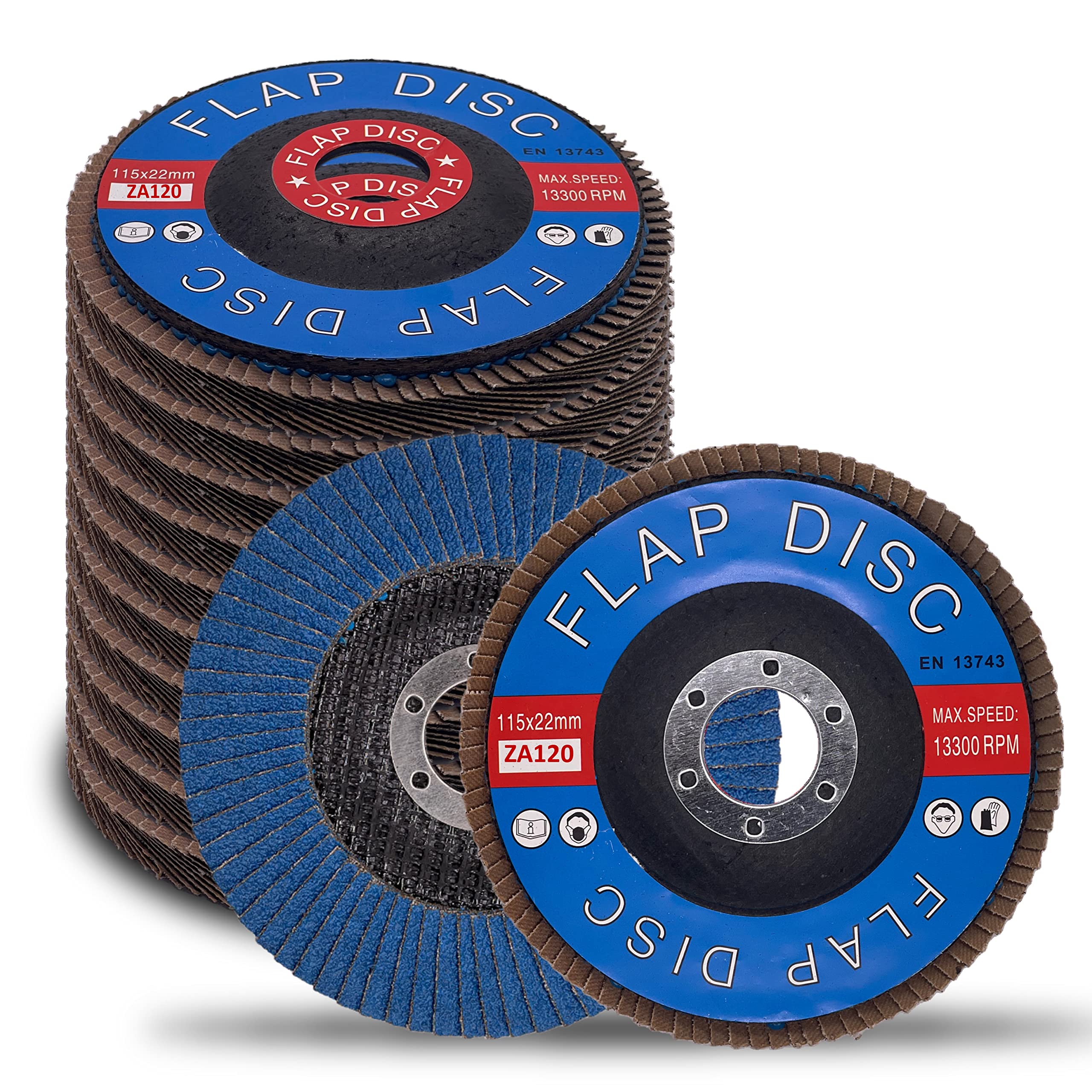 Whitby Abrasives 4-1/2 inch zirconia Type 29 flap discs, 120 grit, 10 pack