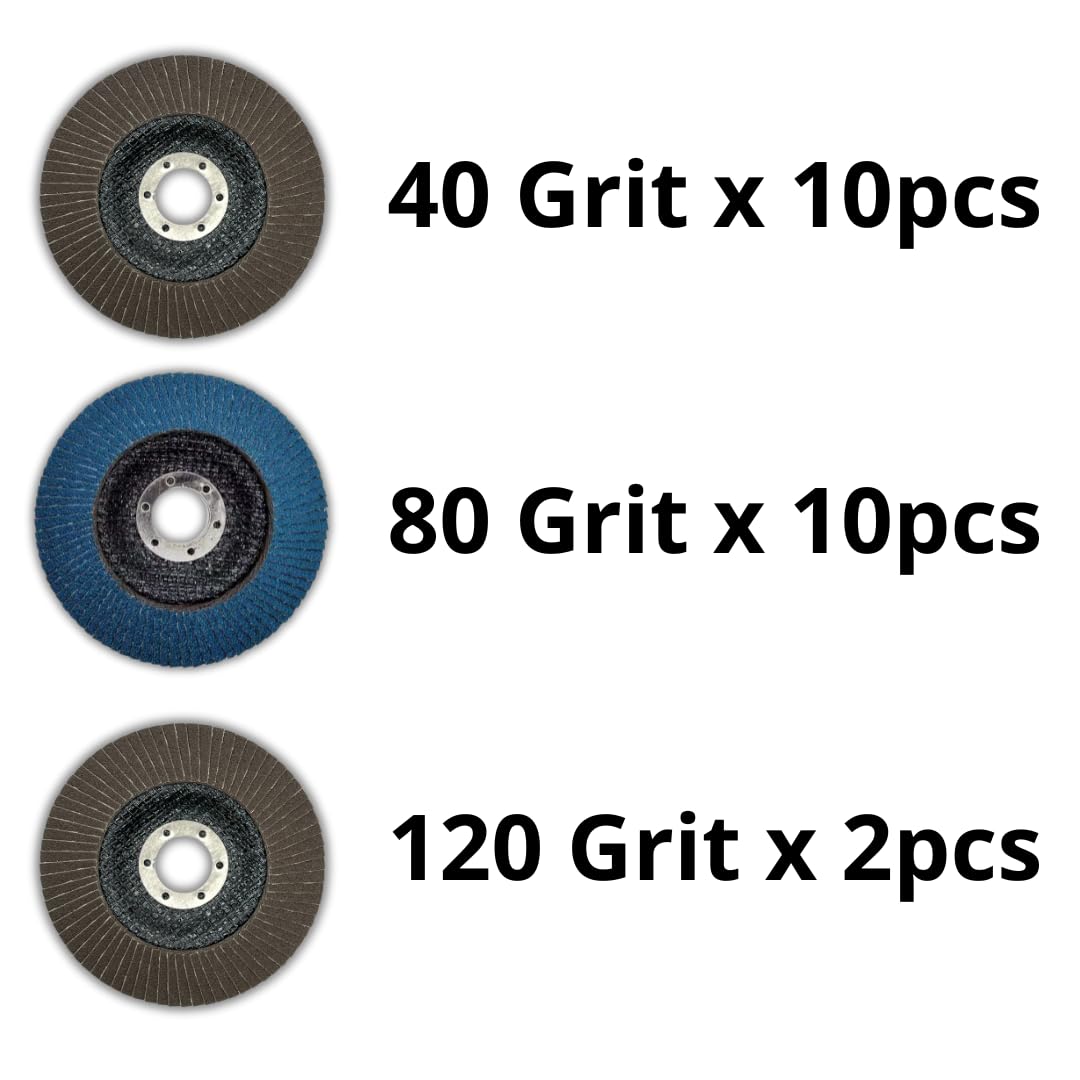 22 PACK 4-1/2" x 7/8" Assorted Grit Zirconia & Alumina Flap Disc for Angle Grinder Sanding Disc