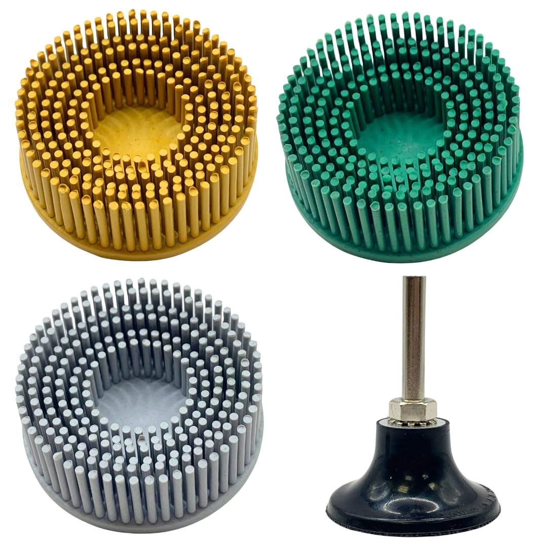 Whitby Abrasives 2 inch emery rubber bristle discs, assorted grit, 3 pack