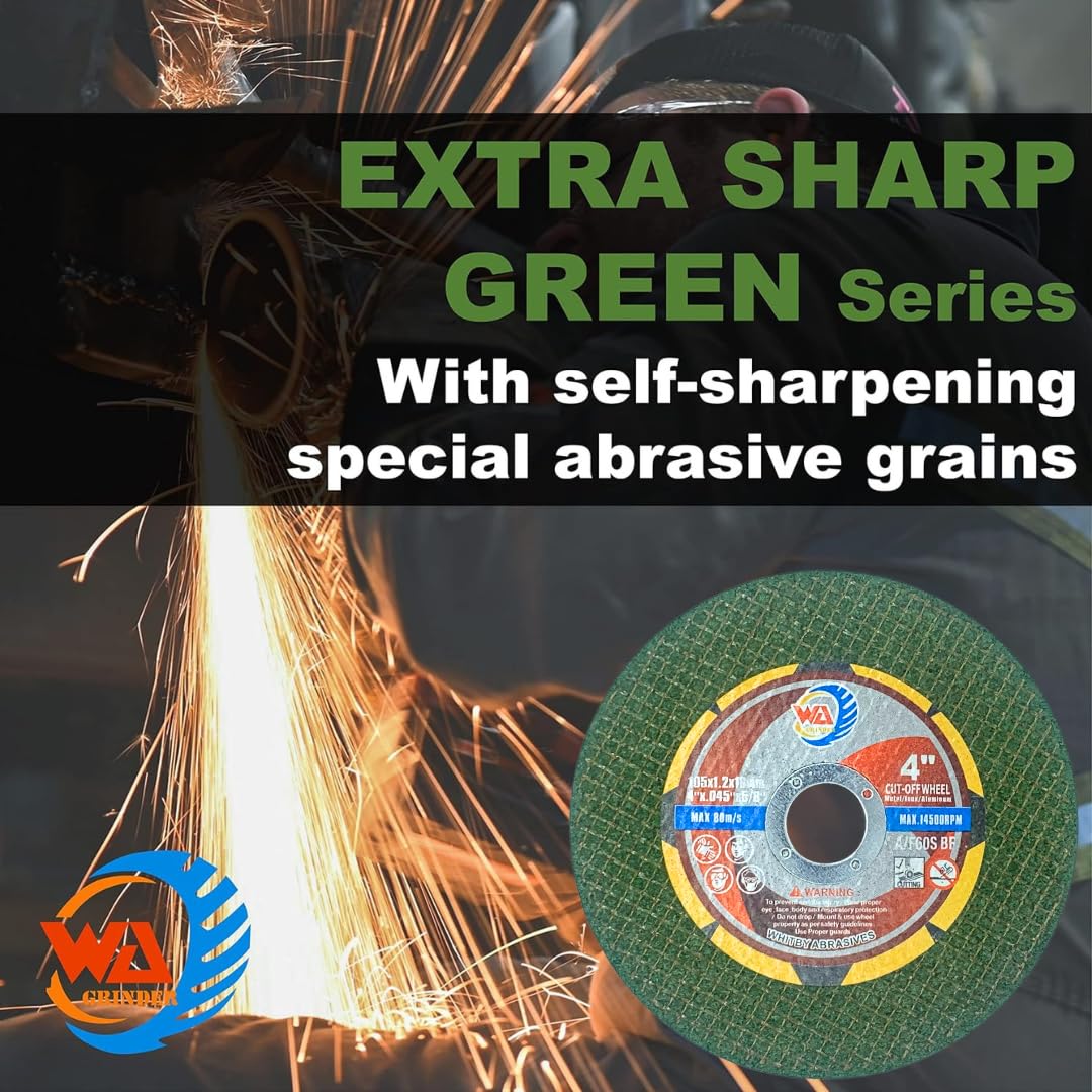 25 PACK 4" x 0.045" x 5/8" Green Cutting Wheels for Metal & Stainless Steel