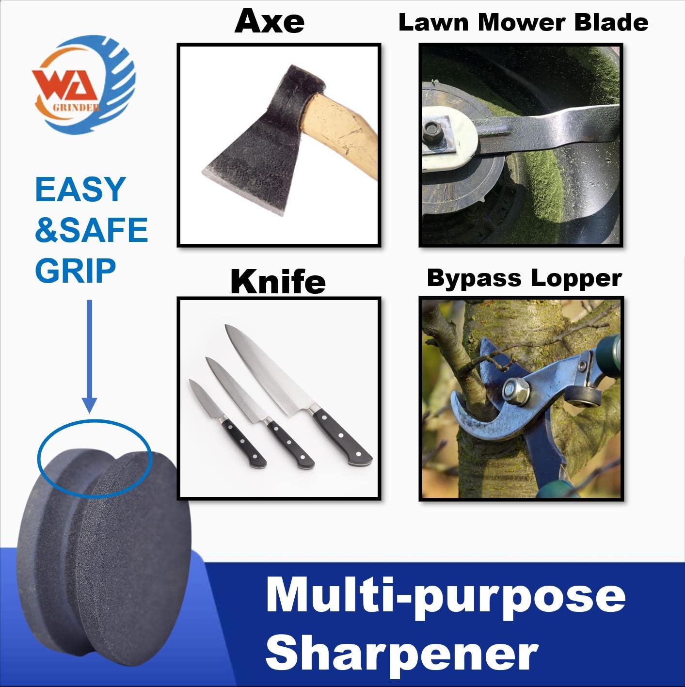WA 4" Double Grain Hache/Hachette Carbure de Silicium Pierre à Aiguiser Multi-usages, Pierre à aiguiser pour hache, Aiguiseur de patins, Pierre à aiguiser pour couteaux, Pierre à eau, Pierre à aiguiser