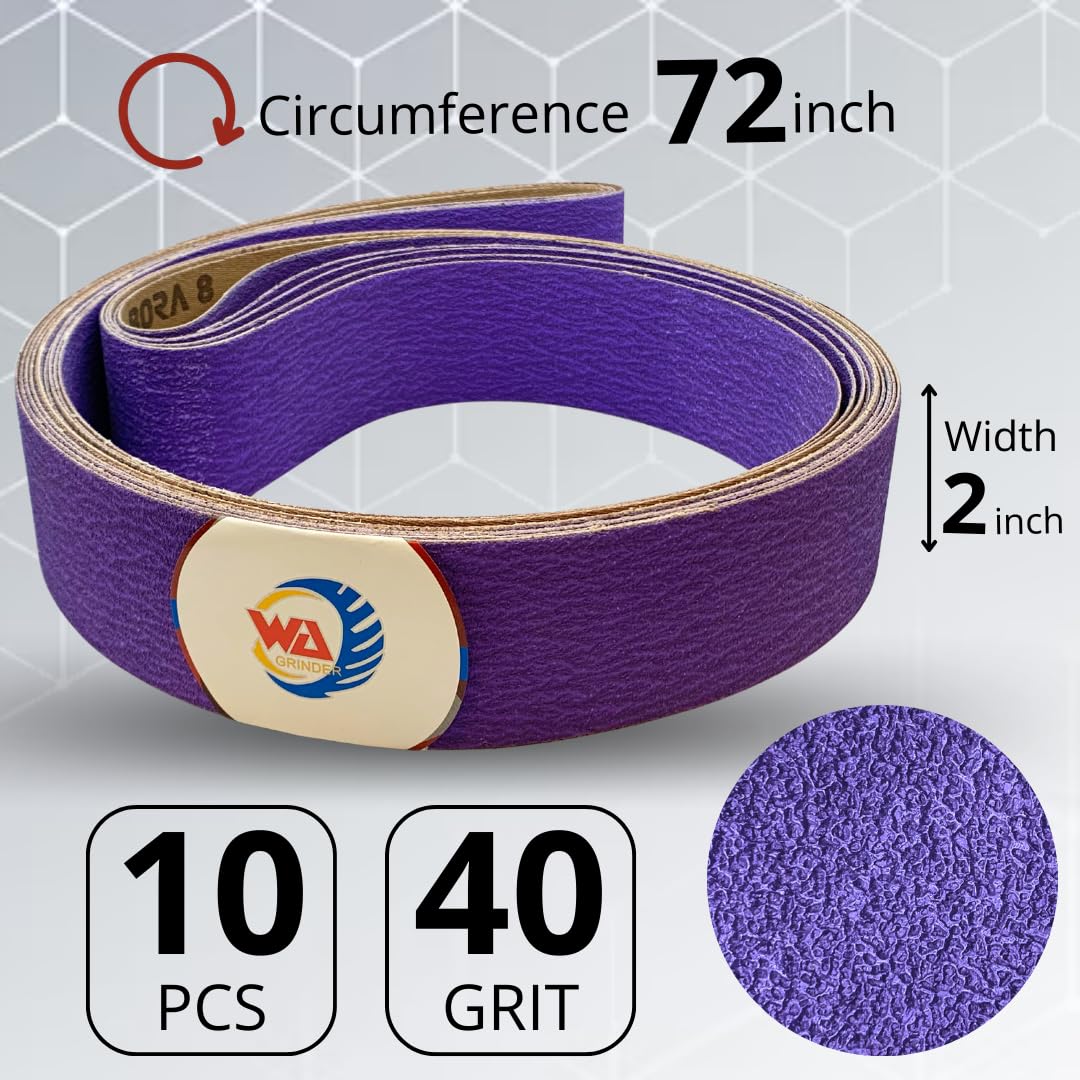WA 5PCS - 2"x72" Cinta de lija de zirconio/cerámica morada para pulido de metales