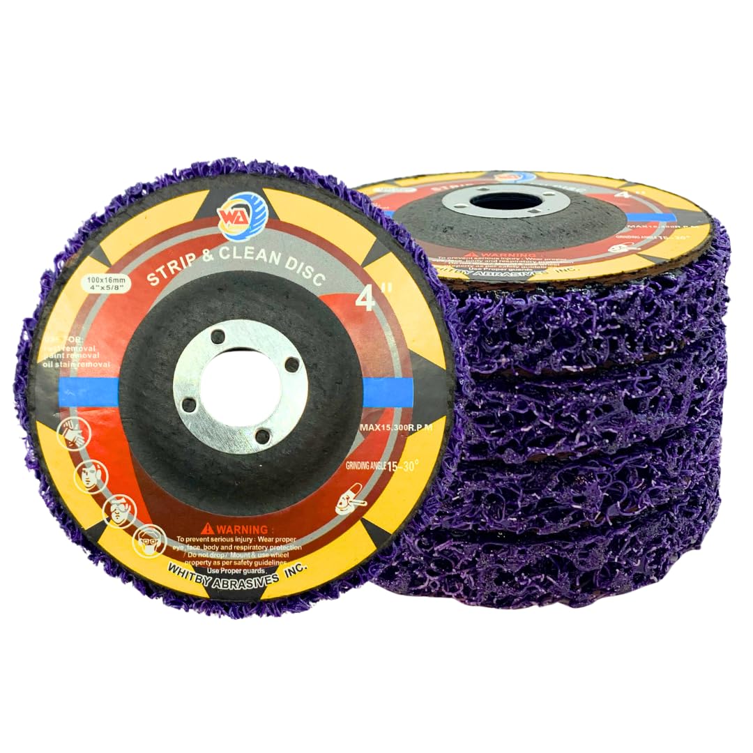Whitby Abrasives 4 inch strip and clean discs for angle grinders, 5 pack
