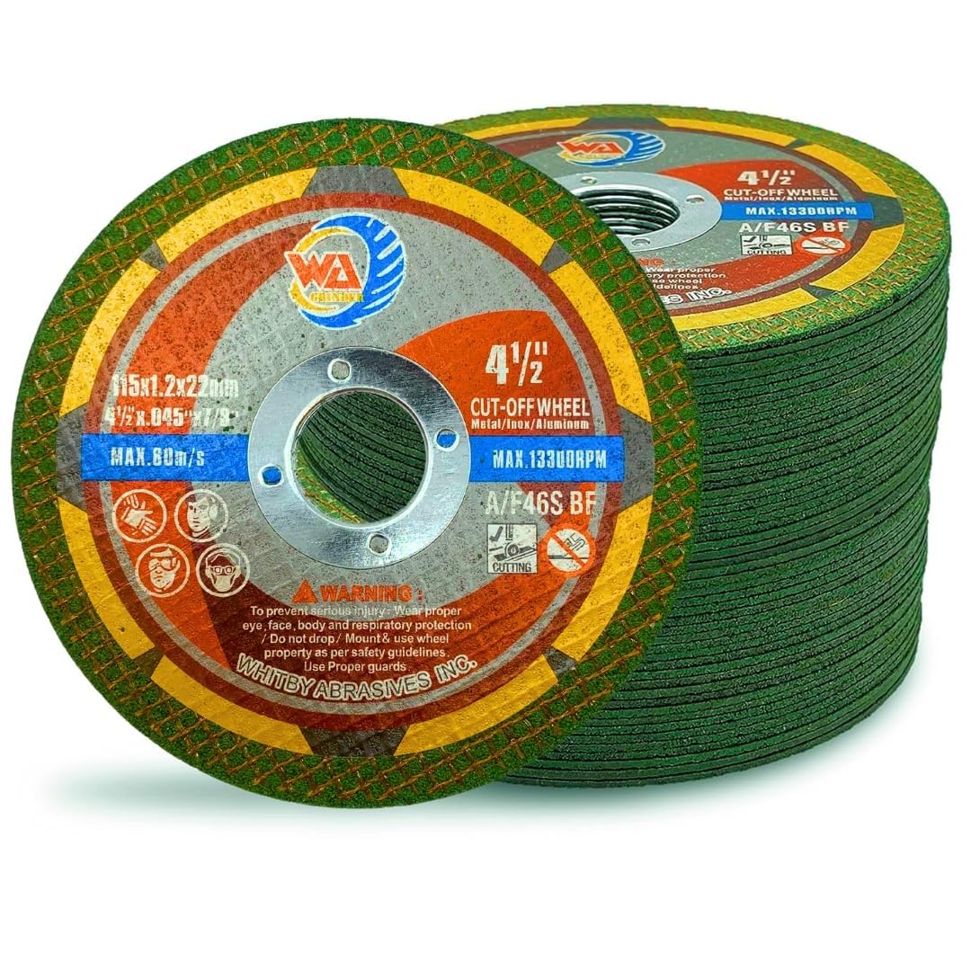 Whitby Abrasives bundle of 4-1/2 and 5 inch green cutting wheels for metal