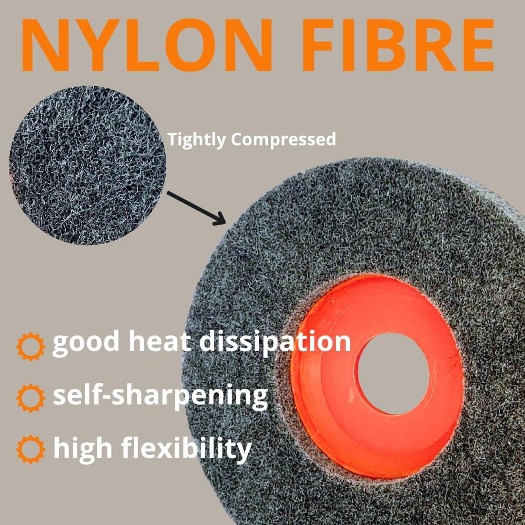 5 PACK 4-1/2" x 7/8" Nylon Fiber Polishing Discs, 240 Grit