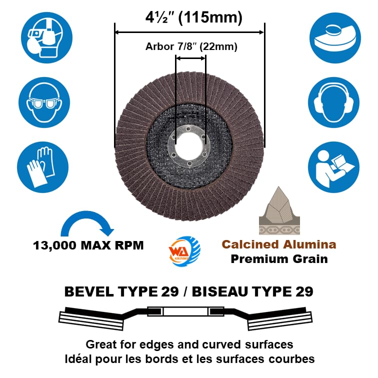 20 PACK 5" x 7/8" Calcined Alumina Flap Discs – Assorted 40/60/80 Grit