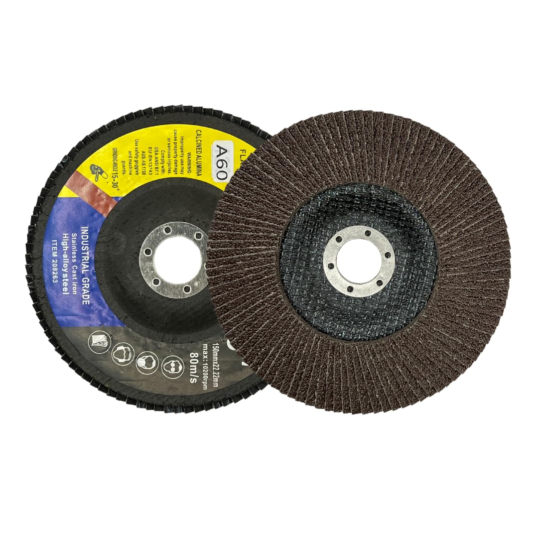 10 PACK 6" x 7/8" 60 Grit T27 Flap Discs for Metal & Stainless Steel