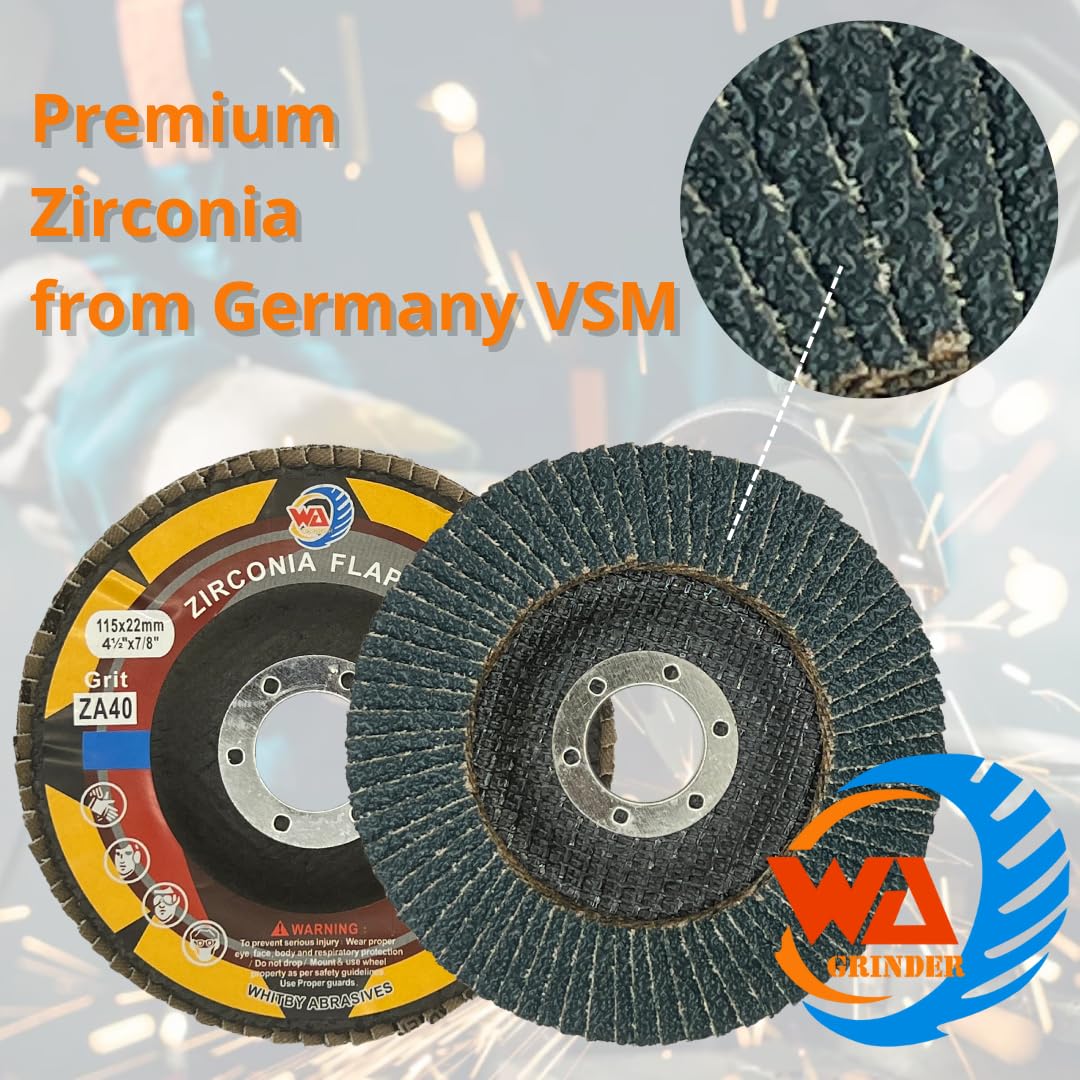 Lot de 10 disques à lamelles biseautées professionnels en oxyde de zirconium VSM 115 x 22 mm pour meuleuse d'angle, densité 29