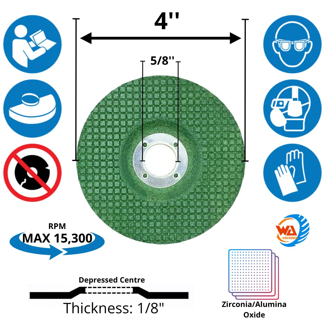 25 PACK 4" x 1/8" x 5/8" Flexible Grinding Wheels, 60 Grit